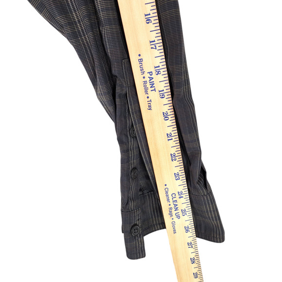 Columbia Men M Omnishade Button Up Shirt Nylon Brown Plaid Vents Roll Tab Sleeve - Picture 6 of 13